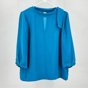 LK Bennett Teal Blouse with Bow Detail